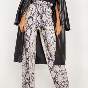 Snakeskin Paperbag Tie Waist pants